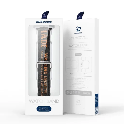 Dux Ducis Szíj (Kültéri Verzió) Apple Watch Ultra Szíj, SE, 9, 8, 7, 6, 5, 4, 3, 2, 1 (49, 45, 44, 42 mm) Nylon Karkötő Fekete és Narancs - 5