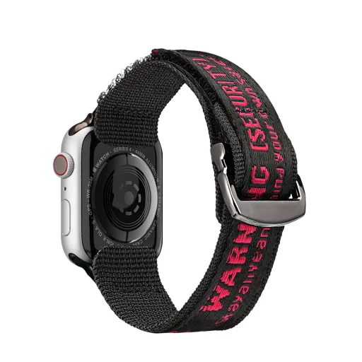 Dux Ducis Strap (Outdoor Version) Apple Watch Ultra Strap, SE, 9, 8, 7, 6, 5, 4, 3, 2, 1 (49, 45, 44, 42 mm) Nylon Band Bracelet Black and Red - 2