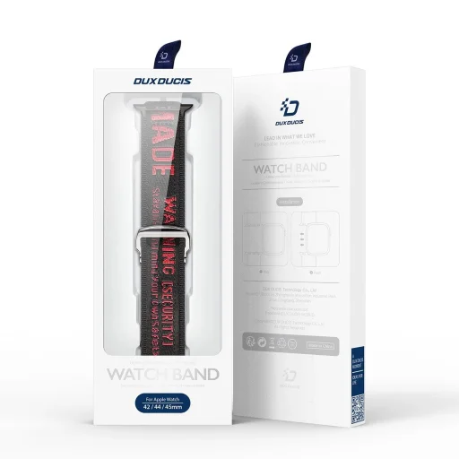 Dux Ducis Strap (Outdoor Version) Apple Watch Ultra Strap, SE, 9, 8, 7, 6, 5, 4, 3, 2, 1 (49, 45, 44, 42 mm) Nylon Band Bracelet Black and Red - 5