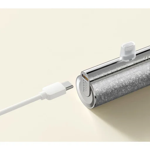 VEGER powerbank 5000 mAh beépített Lightning csatlakozóval PD QC3.0 2,4A 12W PlugOn (W0573P) ezüst - 5