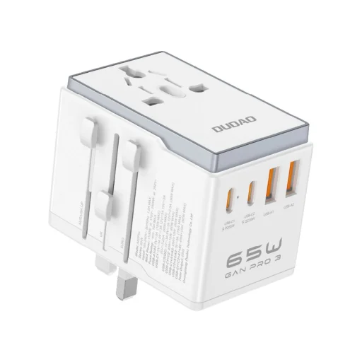  Dudao A65Pro 65W EU / US / JP / AUS / UK utazó adapter 2x USB-C 2x USB-A - fehér - 1