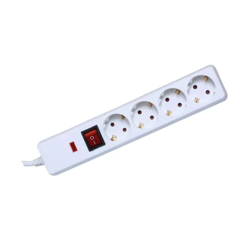 Home NVT 04K/WH túlfeszültség védett hálózati elosztó, 1,5 m, kapcsolós, H05VV-F 3G1,5 mm2 kábel, IP20 kivitel, 4 aljzat, max. 3500W - 1