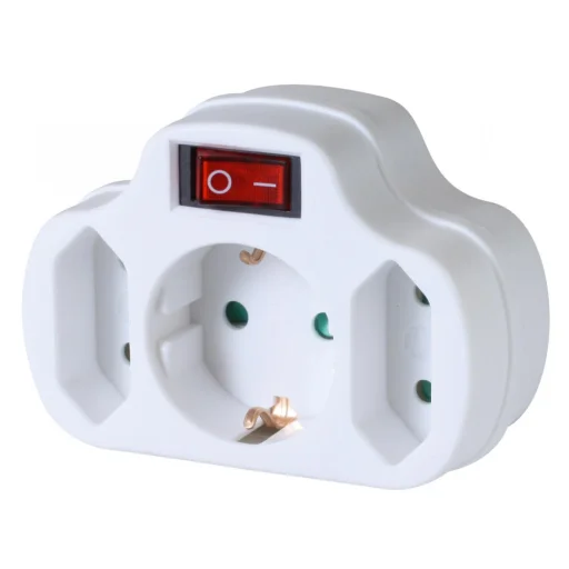 Home NVK 3/WH hálózati elosztó, kapcsolós 3 aljzat ( 1 földelt + 2 euró ), 250 V ~/ 50 Hz / 16 A / 3500 W - 1