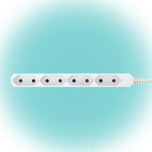 Home NV 4E-3/WH EURO hálózati elosztó, 3 m, H05VVH2-F 2 x 0,75 mm2, 4 védőérintkezős EURO aljzat, max. 2300 W, fehér - 1