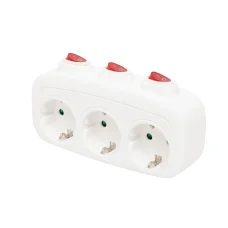 Home TPF 3K földelt hálózati \T\" elosztó, 3 db földelt aljzat, 3 kapcsoló"