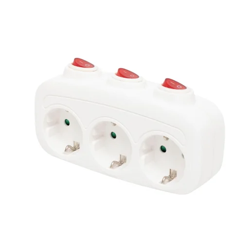 Home TPF 3K földelt hálózati \T\" elosztó, 3 db földelt aljzat, 3 kapcsoló" - 1