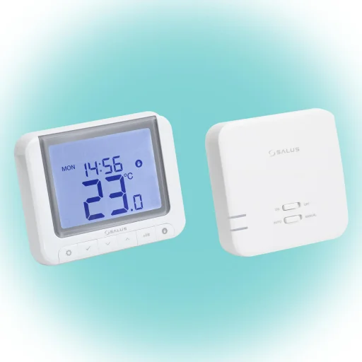 SALUS RT520RF vezeték nélküli szobatermosztát, Opentherm csatlakozó, kontaktus kimenet, LCD, PIN kód, szerviz figyelmeztető, 5 - 32,5 °C - 1