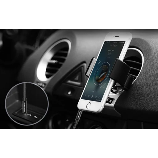 3.5 mm audio kábel Vention BAGBD 0.5 m fekete fém, - 3
