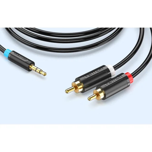 3.5mm Jack Férfi - 2x RCA Férfi Audio Adapter Kábel Vention BCLBK 8m Fekete - 4