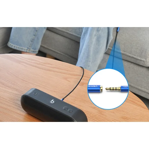 TRRS 3.5mm férfi - 3.5mm női audio kábel Vention BHCLJ 5m kék - 7