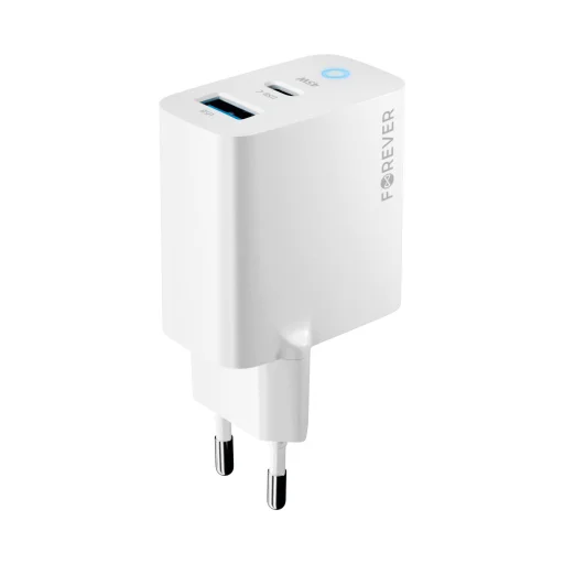 Forever TC-06-45AC GaN PD QC töltő 1x USB-C 1x USB 45W fehér - 3
