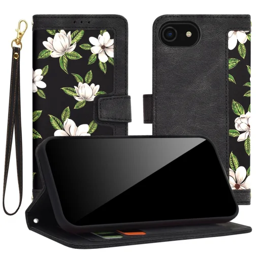 iPhone 16e Techsuit FlipCraft fliptok virágmintás - 1