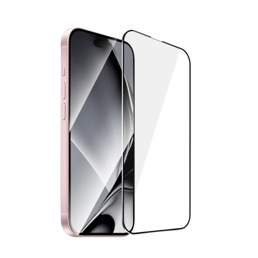 Edzett üvegfólia fémkerettel iPhone 15 Plus 6,7" fekete keret üvegfólia - 1