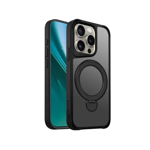 Etteri Matt Mag Ring tok iPhone 15 Pro 6,1" fekete tok - 1
