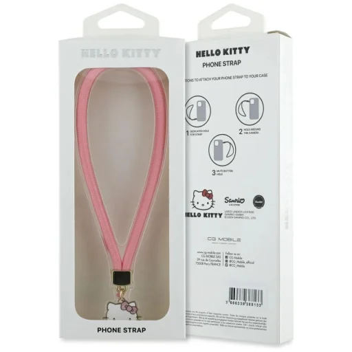 Hello Kitty Nylon Cord Kitty Head Phone Charm - Pink - 3