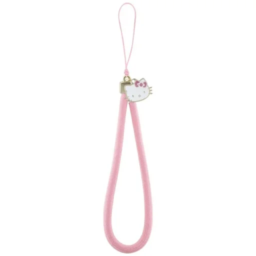 Hello Kitty Nylon Cord Kitty Head Phone Charm - Pink - 1