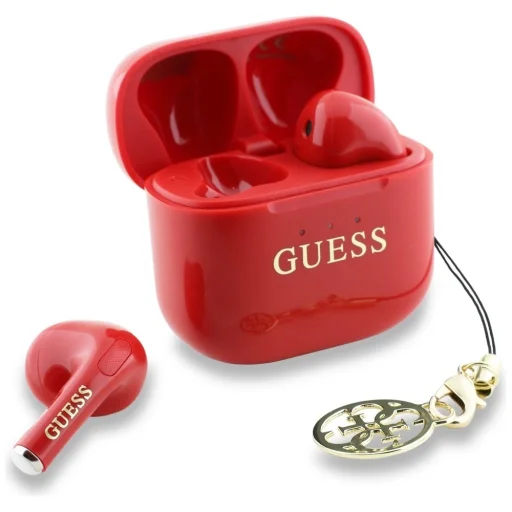 Guess Glossy Effect Printed Classic Logo & Charm TWS fülhallgató - piros - 2