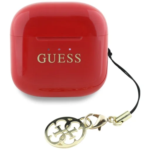 Guess Glossy Effect Printed Classic Logo & Charm TWS fülhallgató - piros - 3