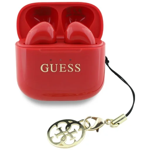Guess Glossy Effect Printed Classic Logo & Charm TWS fülhallgató - piros - 1
