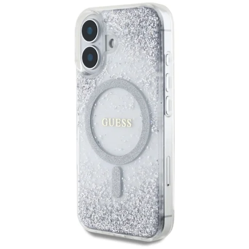  iPhone 16 Ezüst Guess HC Resin Bottom Csillogó MagSafe tok - 2