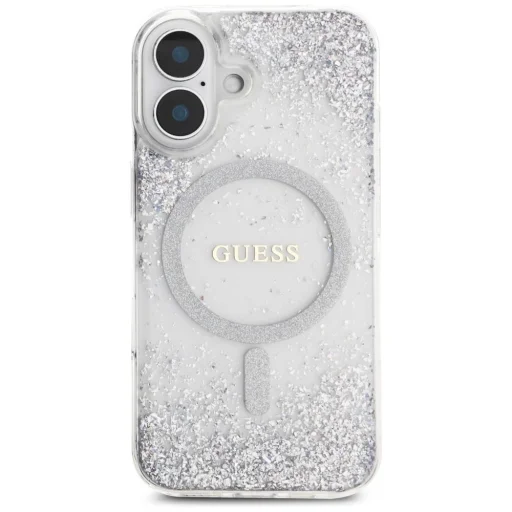  iPhone 16 Ezüst Guess HC Resin Bottom Csillogó MagSafe tok - 3