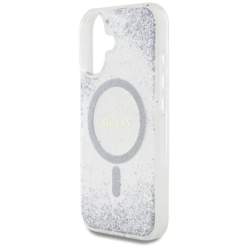  iPhone 16 Ezüst Guess HC Resin Bottom Csillogó MagSafe tok - 6