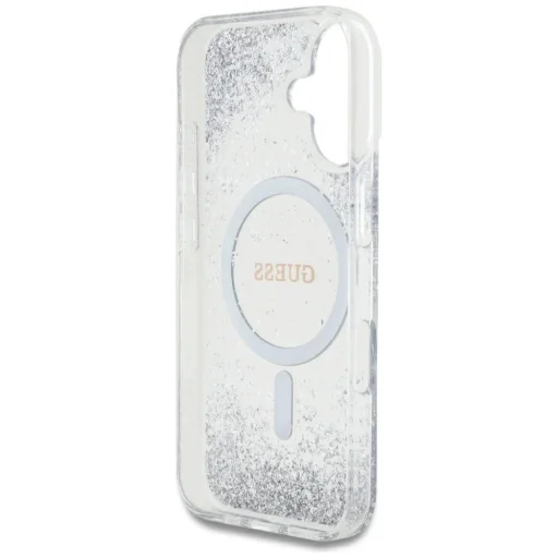  iPhone 16 Ezüst Guess HC Resin Bottom Csillogó MagSafe tok - 7