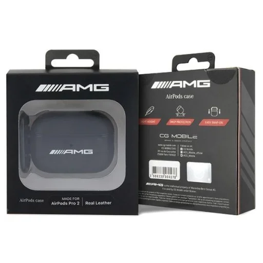 AMG AMAP2SLWK AirPods Pro 2 (2022/2023) tok fekete/fekete bőr fehér logó - 4