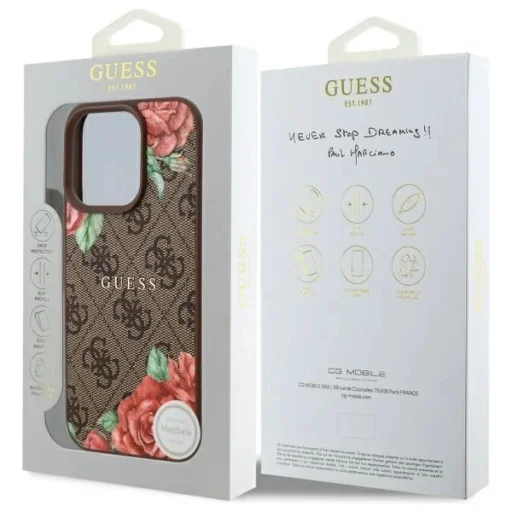  iPhone 16 Pro 6.3" Barna/Barna 4G Flowers Print MagSafe Guess GUHMP16LP4ROPEMCW keménytok - 8