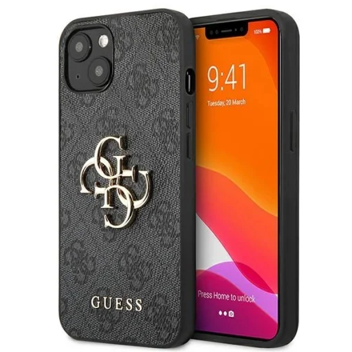 Guess GUHCP13M4GMGGR iPhone 13  szürke/szürke kemény tok 4G Nagy Fém Logó tok - 1
