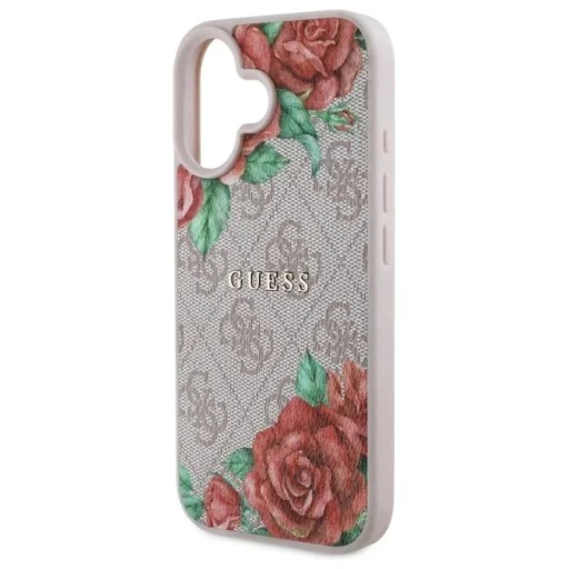  iPhone 16 6.1" Pink/Pink Guess GUHMP16SP4ROPEMCP kemény tok 4G Flowers Print MagSafe tok - 6