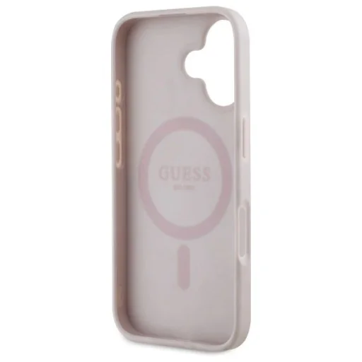  iPhone 16 6.1" Pink/Pink Guess GUHMP16SP4ROPEMCP kemény tok 4G Flowers Print MagSafe tok - 7