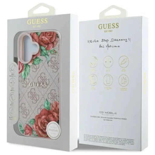  iPhone 16 6.1" Pink/Pink Guess GUHMP16SP4ROPEMCP kemény tok 4G Flowers Print MagSafe tok - 8