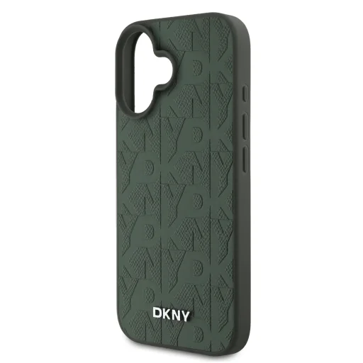  iPhone 16 Zöld DKNY PU Bőr Rácsmintás Magsafe tok - 5