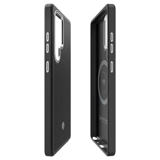  Samsung Galaxy S25 Ultra Fekete Spigen Enzo Aramid GP-FPS938PGABW szilikon tok beépített MagFit gyűrűvel - 5