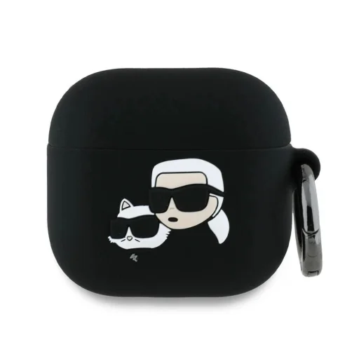Karl Lagerfeld KLA4RUNKCHK AirPods 4 fekete/fekete szilikon Karl&Chaupette Head 3D tok - 1