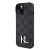 iPhone 15 fekete/fekete Karl Lagerfeld KLHCP15SPKLPKLK kemény tok bőr Monogram Hot Stamp Fém Logó tok thumbnail