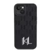 iPhone 15 fekete/fekete Karl Lagerfeld KLHCP15SPKLPKLK kemény tok bőr Monogram Hot Stamp Fém Logó tok thumbnail
