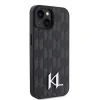 iPhone 15 fekete/fekete Karl Lagerfeld KLHCP15SPKLPKLK kemény tok bőr Monogram Hot Stamp Fém Logó tok thumbnail