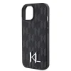 iPhone 15 fekete/fekete Karl Lagerfeld KLHCP15SPKLPKLK kemény tok bőr Monogram Hot Stamp Fém Logó tok thumbnail
