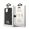 iPhone 15 fekete/fekete Karl Lagerfeld KLHCP15SPKLPKLK kemény tok bőr Monogram Hot Stamp Fém Logó tok thumbnail