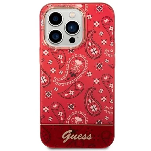 Guess GUHCP14LHGBNHR iPhone 14 Pro 6.1" piros/piros kemény tok Bandana Paisley tok - 3