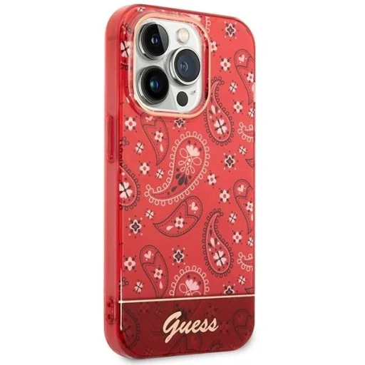 Guess GUHCP14LHGBNHR iPhone 14 Pro 6.1" piros/piros kemény tok Bandana Paisley tok - 4