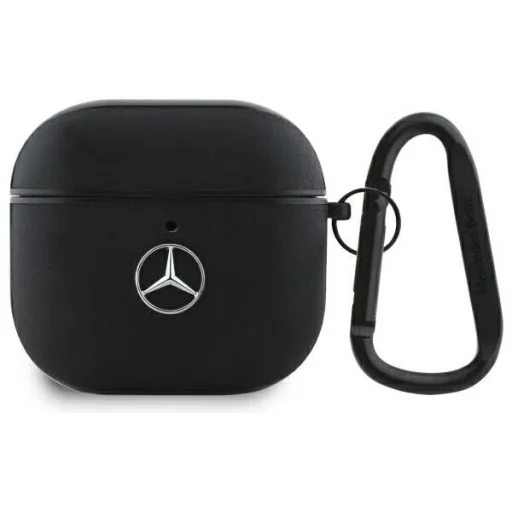 Mercedes MEA4CSLBK AirPods 4 tok fekete/fekete bőr fém logóval tok - 1