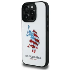 US Polo USHCP15XPUSH iPhone 15 Pro Max 6.7" fehér/fehér Leather Big DH American Flag tok