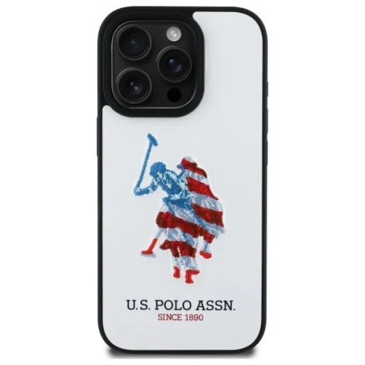 US Polo USHCP15XPUSH iPhone 15 Pro Max 6.7" fehér/fehér Leather Big DH American Flag tok - 3