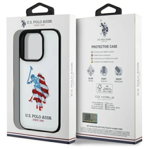 US Polo USHCP15XPUSH iPhone 15 Pro Max 6.7" fehér/fehér Leather Big DH American Flag tok - 9