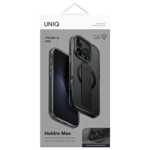 Uniq Heldro Max iPhone 16 Pro 6.3" Magclick töltőtok fekete/ködszürke tok - 4