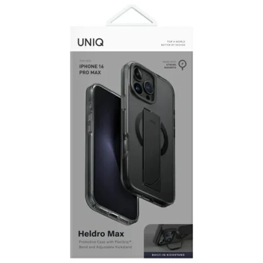 Uniq Heldro Max iPhone 16 Pro Max 6.9" Magclick Charging tok fekete/vapour smoke - 4