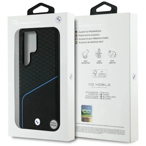 BMW Bőr Textúrált és Sima MagSafe tok Samsung Galaxy S25 Ultra - fekete tok - 8